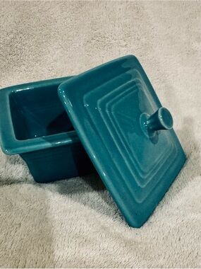 Retired Fiesta Covered Box 4 5/8” by 3 3/4” Turquoise